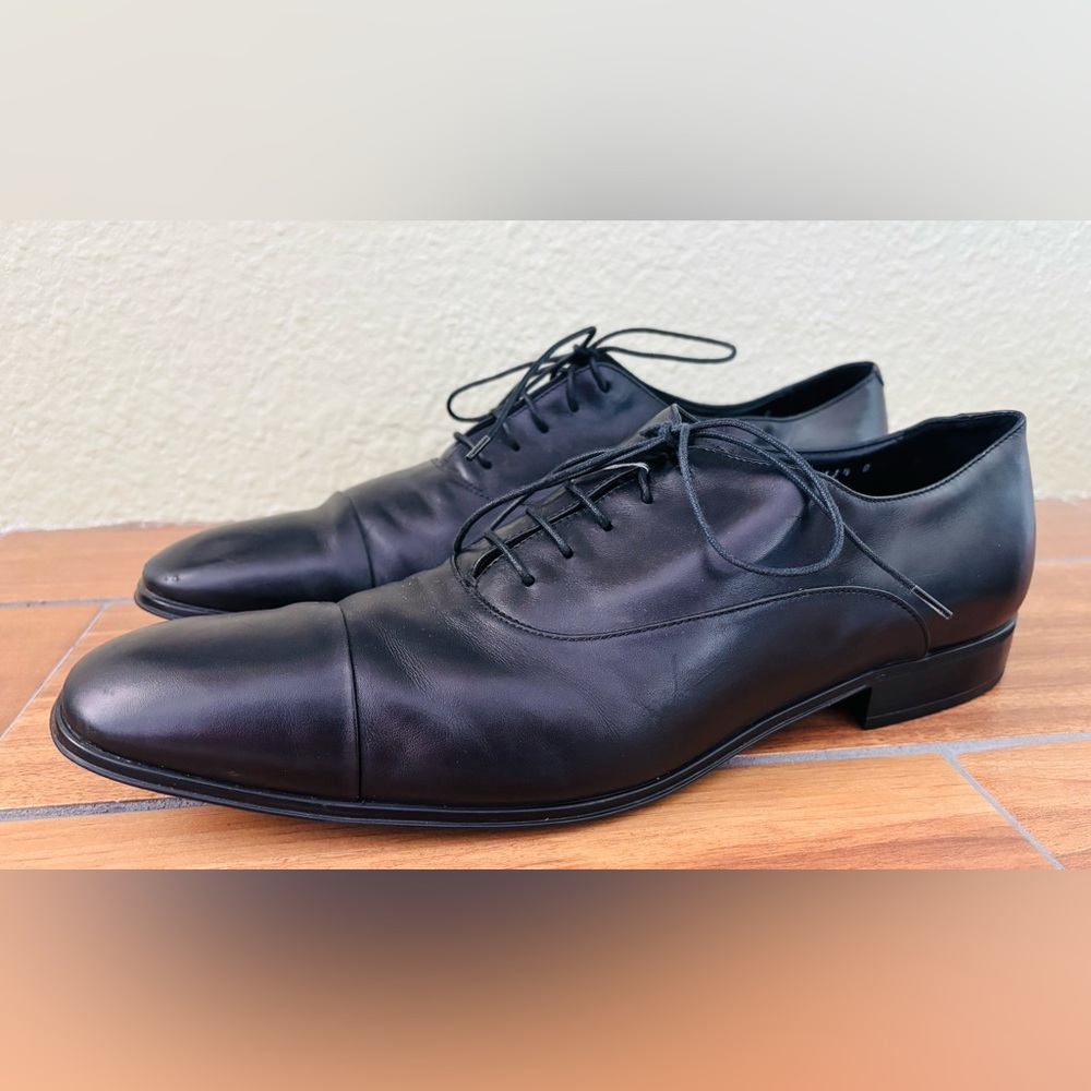 Salvatore Ferragamo Black Rain Luxcap-Toe Dress Shoes W/Duster Bags Size 11.5